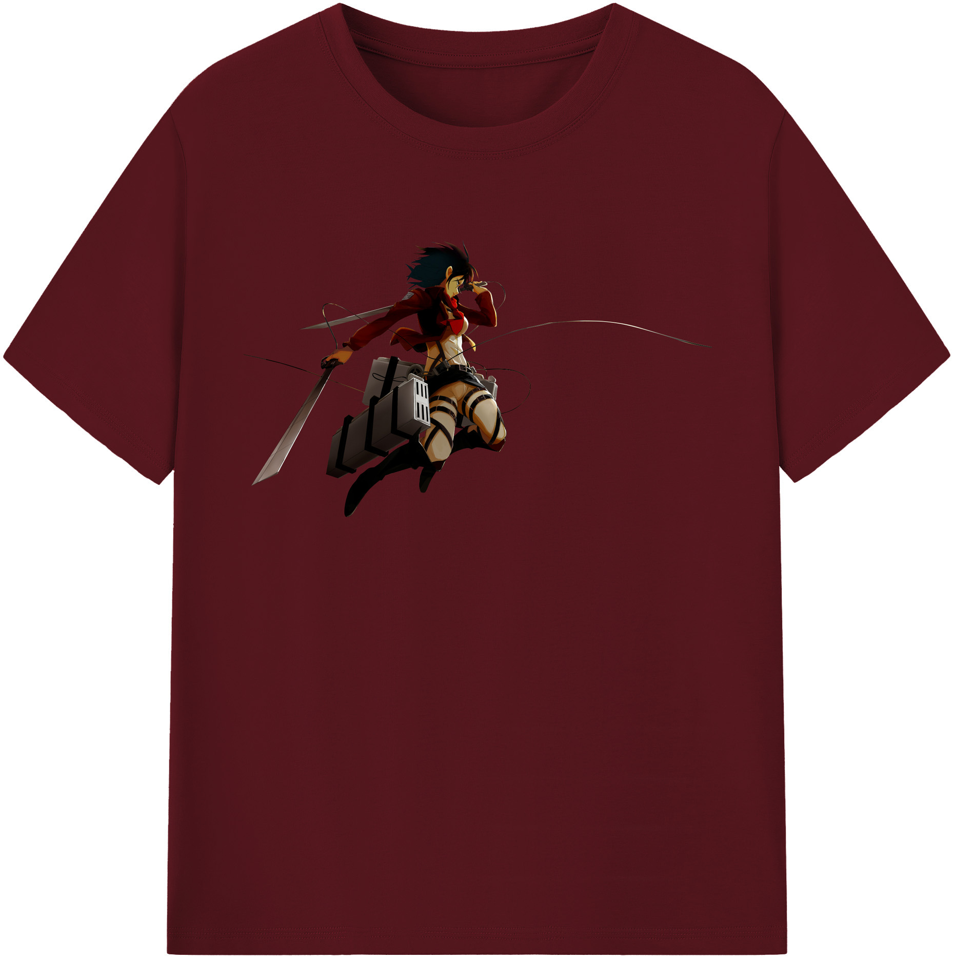（画像用） 進撃の巨人 ミカサ·アッカーマン Attack on Titan Mikasa Ackerman 綿100％半袖Tシャツ（フロントプリント）